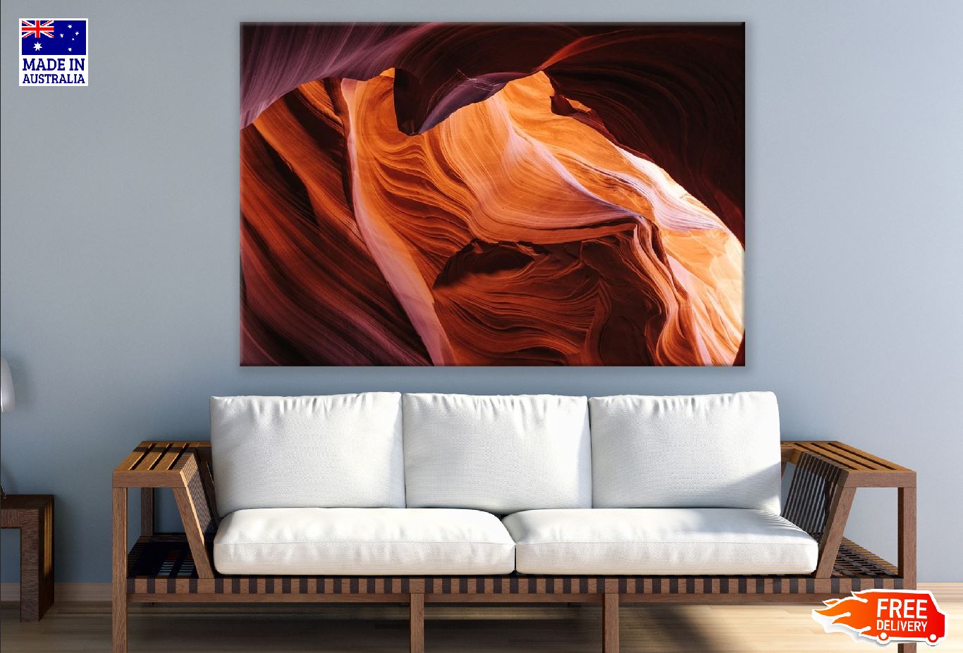 Maroon & Orange Abstract Design Print 100% Australian Made