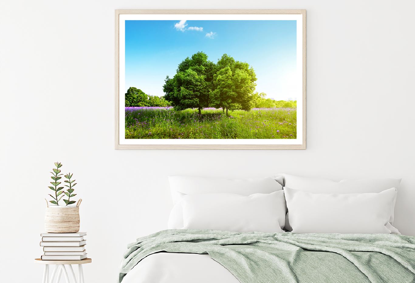 Trees on Grass Field & Blue Sky Photograph Home Decor Premium Quality Poster Print Choose Your Sizes