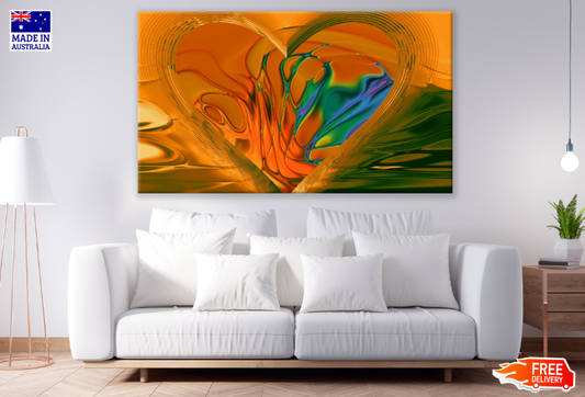 Green & Orange Heart Shape Abstract Design Print 100% Australian Made