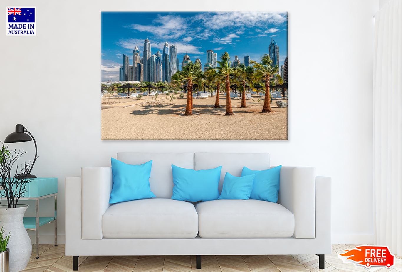 Dubai Marina Skyscrapers & Beach Photograph Print 100% Australian Made