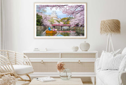 Boat on Cherry Meguro River Photograph Japan Home Decor Premium Quality Poster Print Choose Your Sizes