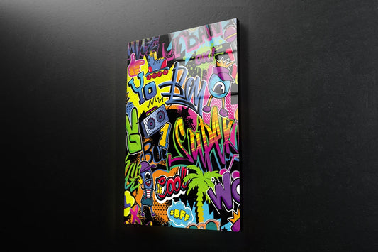 Graffiti Wall Art Design Acrylic Glass Print Tempered Glass Wall Art 100% Made in Australia Ready to Hang