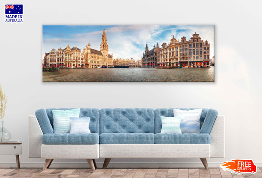 Panoramic Canvas Brussels Grand Place View Photograph High Quality 100% Australian Made Wall Canvas Print Ready to Hang