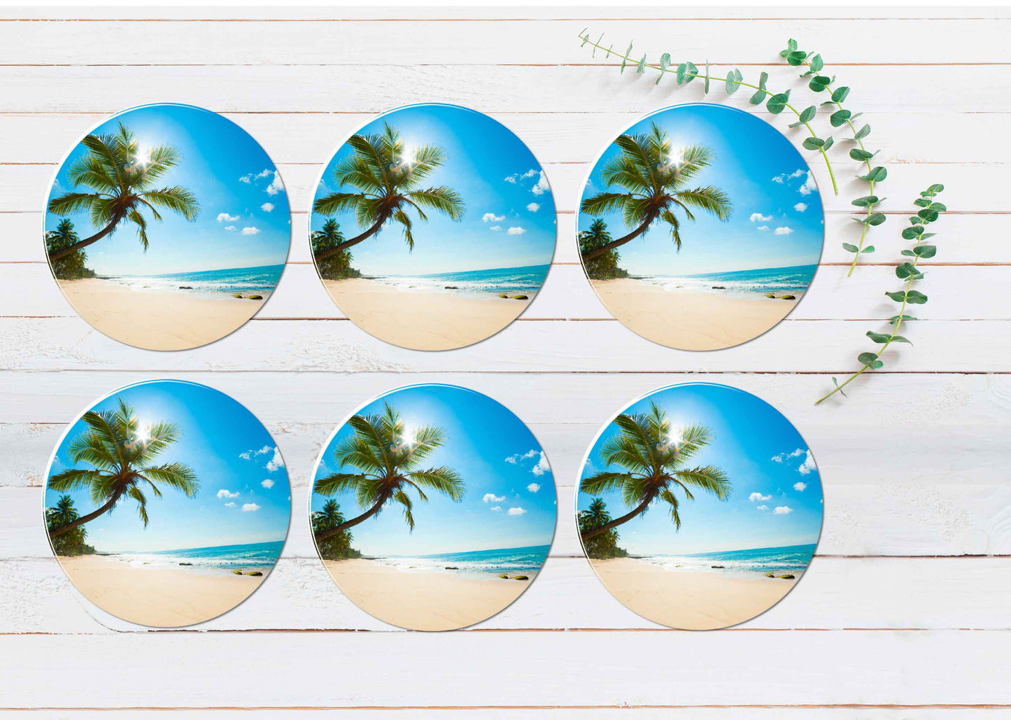 Untouched tropical beach in Sri Lanka Coasters Wood & Rubber - Set of 6 Coasters