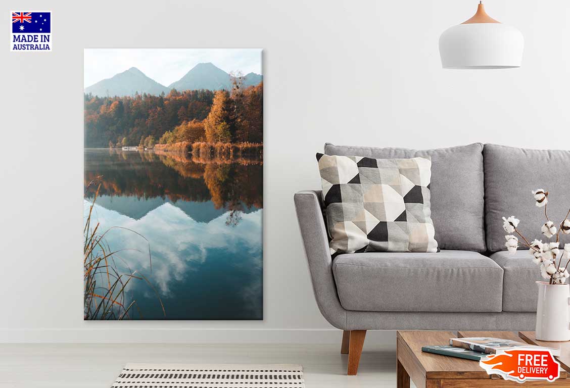 Mountain Lake Autumn Reflection Scenery View Print 100% Australian Made