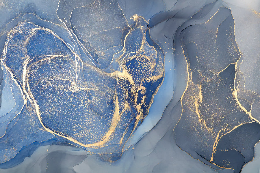 Blue Grey & Gold Abstract Design Home Decor Premium Quality Poster Print Choose Your Sizes