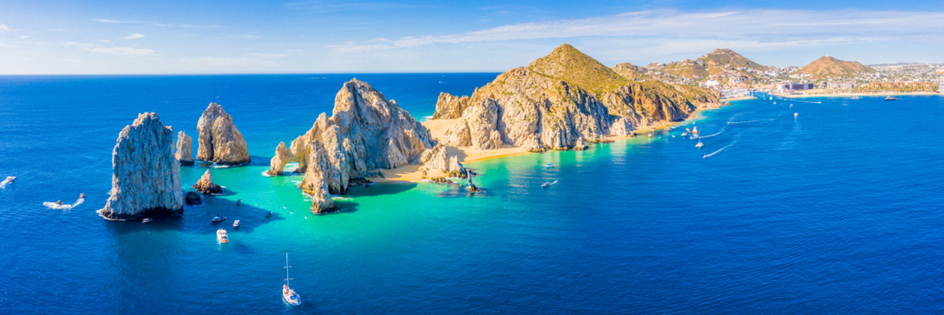Panoramic Canvas El Arco Mexico Aerial View Photograph High Quality 100% Australian Made Wall Canvas Print Ready to Hang