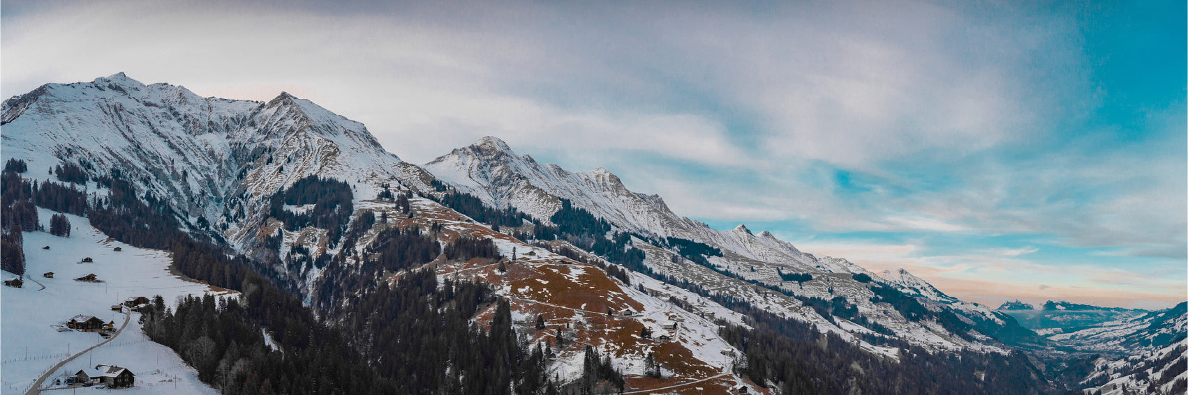 Panoramic Canvas Adelboden Lenk Snow Hill Photograph High Quality 100% Australian Made Wall Canvas Print Ready to Hang