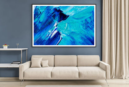 Blue & Dark Blue Abstract Paint Design Home Decor Premium Quality Poster Print Choose Your Sizes