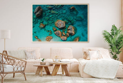 Rock & Sea Aerial View Photograph Greece Home Decor Premium Quality Poster Print Choose Your Sizes