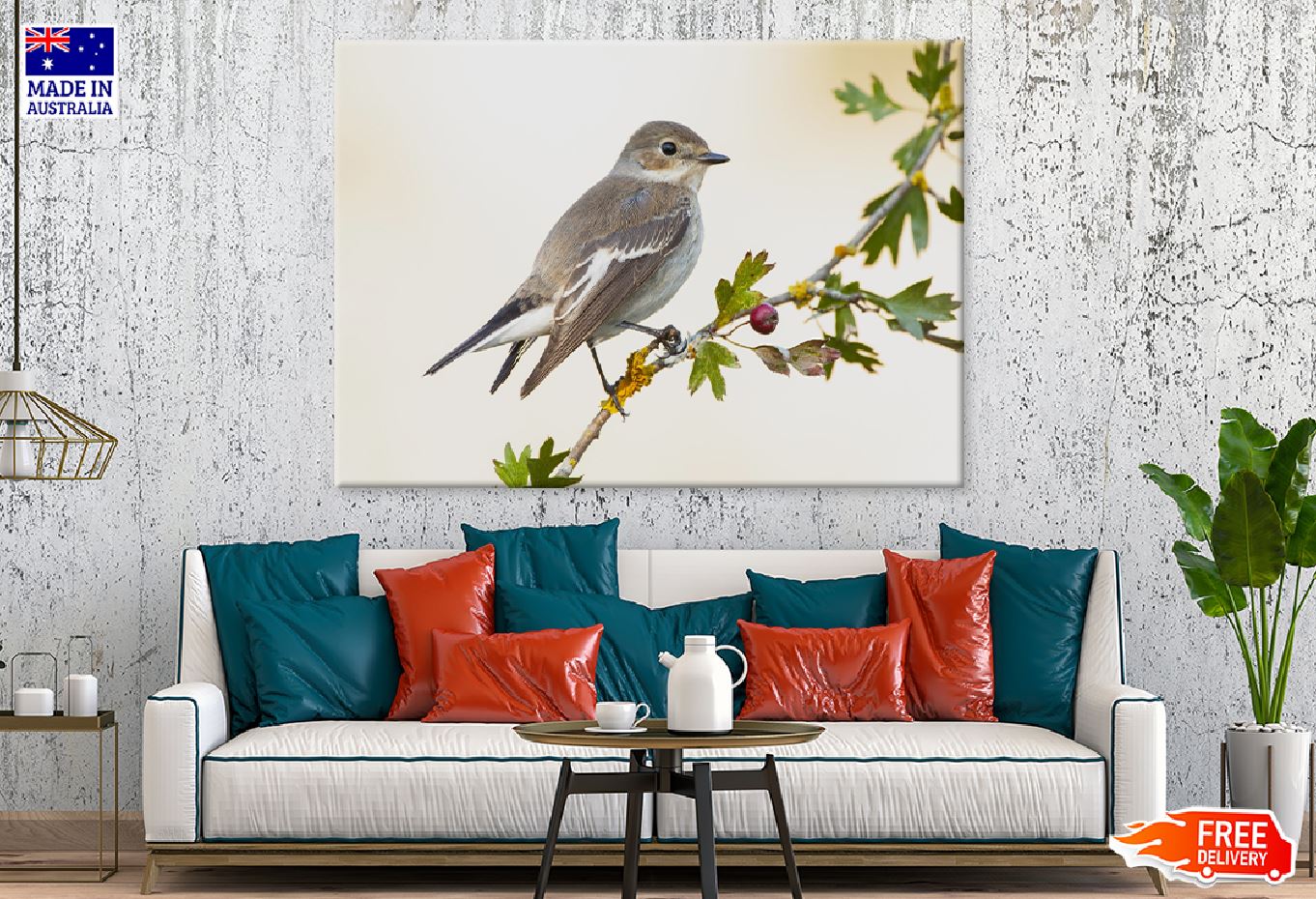 Sparrow Bird on Tree Branch View Photograph Print 100% Australian Made