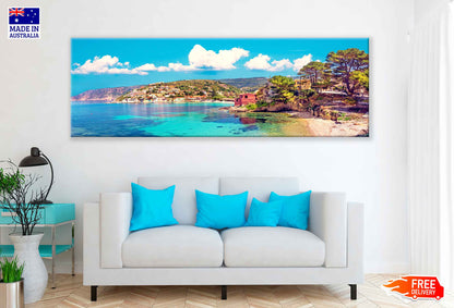 Panoramic Canvas Asos Town Sea View Photograph High Quality 100% Australian Made Wall Canvas Print Ready to Hang