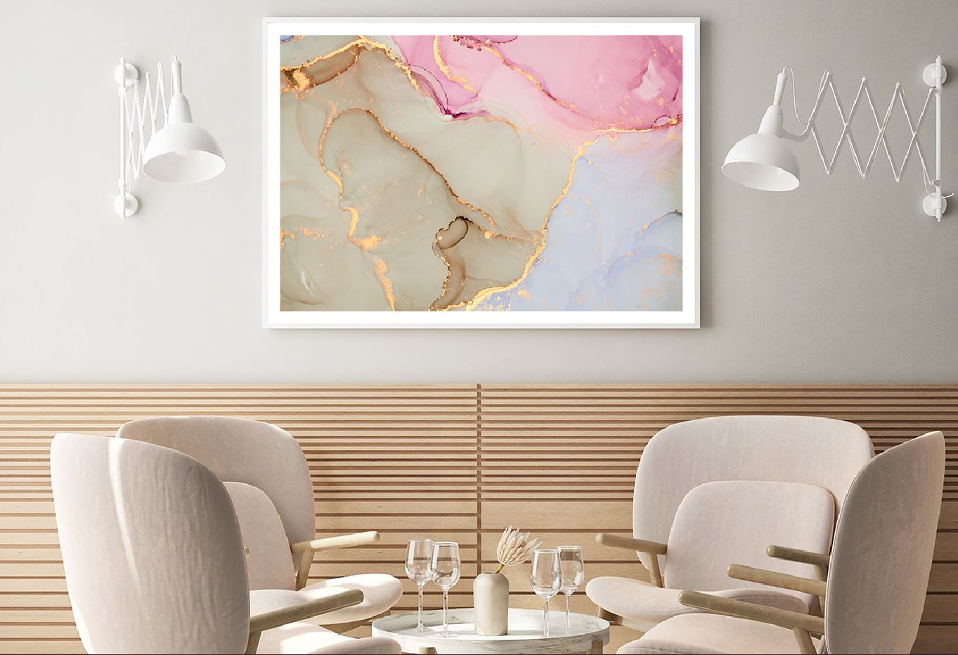 Brown Pink & Blue Gold Abstract Design Home Decor Premium Quality Poster Print Choose Your Sizes