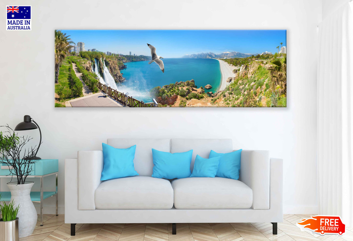 Panoramic Canvas Duden Waterfall City View Photograph High Quality 100% Australian Made Wall Canvas Print Ready to Hang