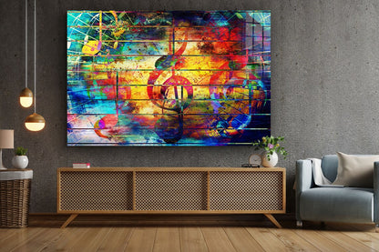 Colorful Abstract Music Print Tempered Glass Wall Art 100% Made in Australia Ready to Hang