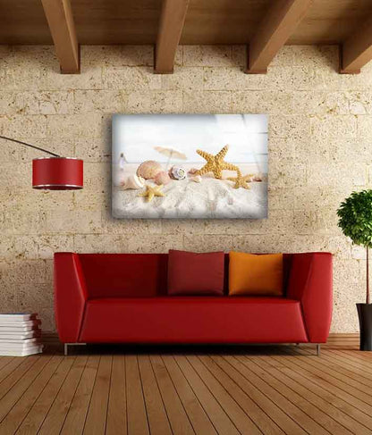 Sea Shells on Sand Photograph Acrylic Glass Print Tempered Glass Wall Art 100% Made in Australia Ready to Hang