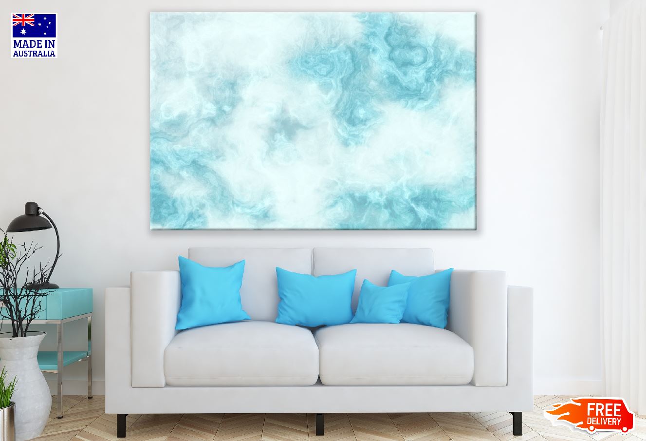 Blue & White Abstract Design Print 100% Australian Made