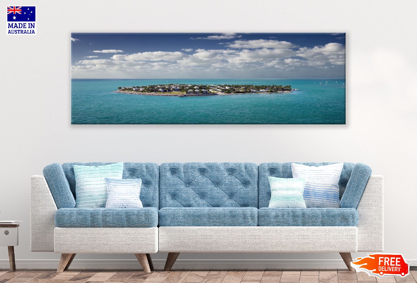 Panoramic Canvas Caribbean Island View Photograph High Quality 100% Australian Made Wall Canvas Print Ready to Hang