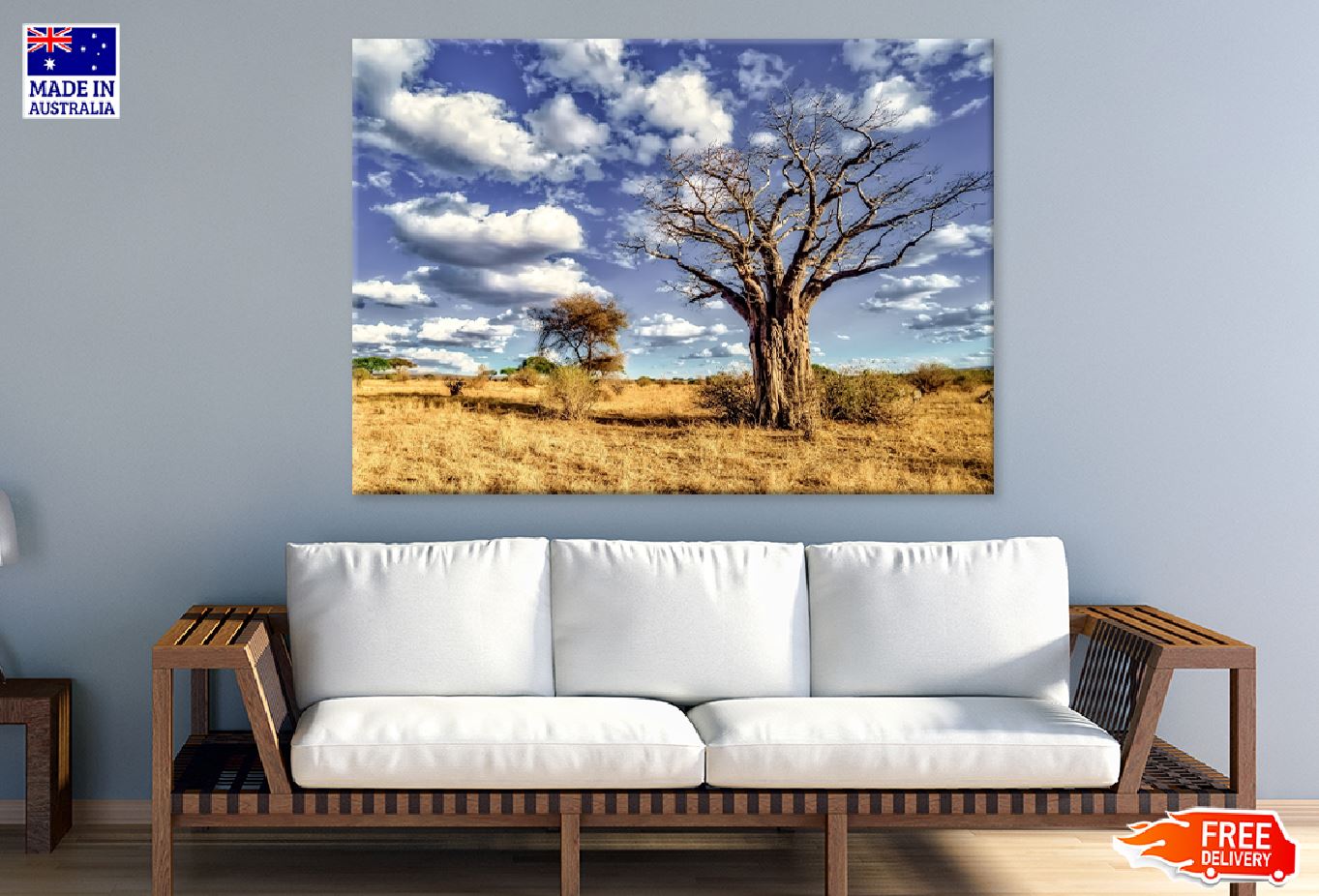 Dead Tree in Savanna Plains View Photograph Print 100% Australian Made