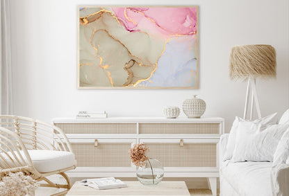 Brown Pink & Blue Gold Abstract Design Home Decor Premium Quality Poster Print Choose Your Sizes