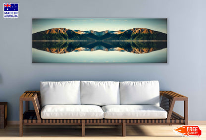 Panoramic Canvas Mountains Lake View Photograph High Quality 100% Australian Made Wall Canvas Print Ready to Hang