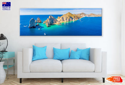Panoramic Canvas El Arco Mexico Aerial View Photograph High Quality 100% Australian Made Wall Canvas Print Ready to Hang