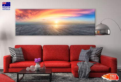 Panoramic Canvas Sea Sunset Scenery High Quality 100% Australian Made Wall Canvas Print Ready to Hang