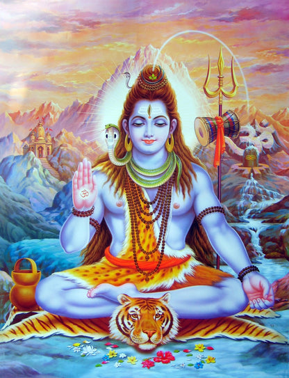 Indian God Shiva Watercolor Painting Print 100% Australian Made