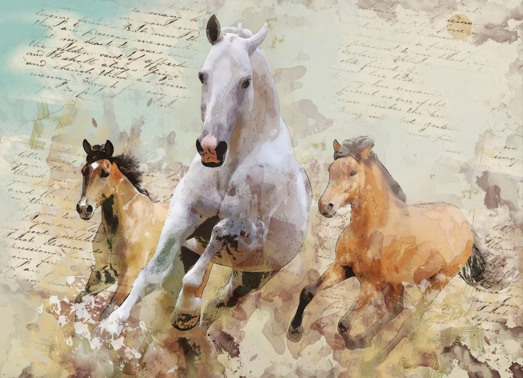 Horses Running Abstract Painting Home Decor Premium Quality Poster Print Choose Your Sizes