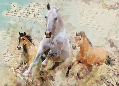 Horses Running Abstract Painting Home Decor Premium Quality Poster Print Choose Your Sizes