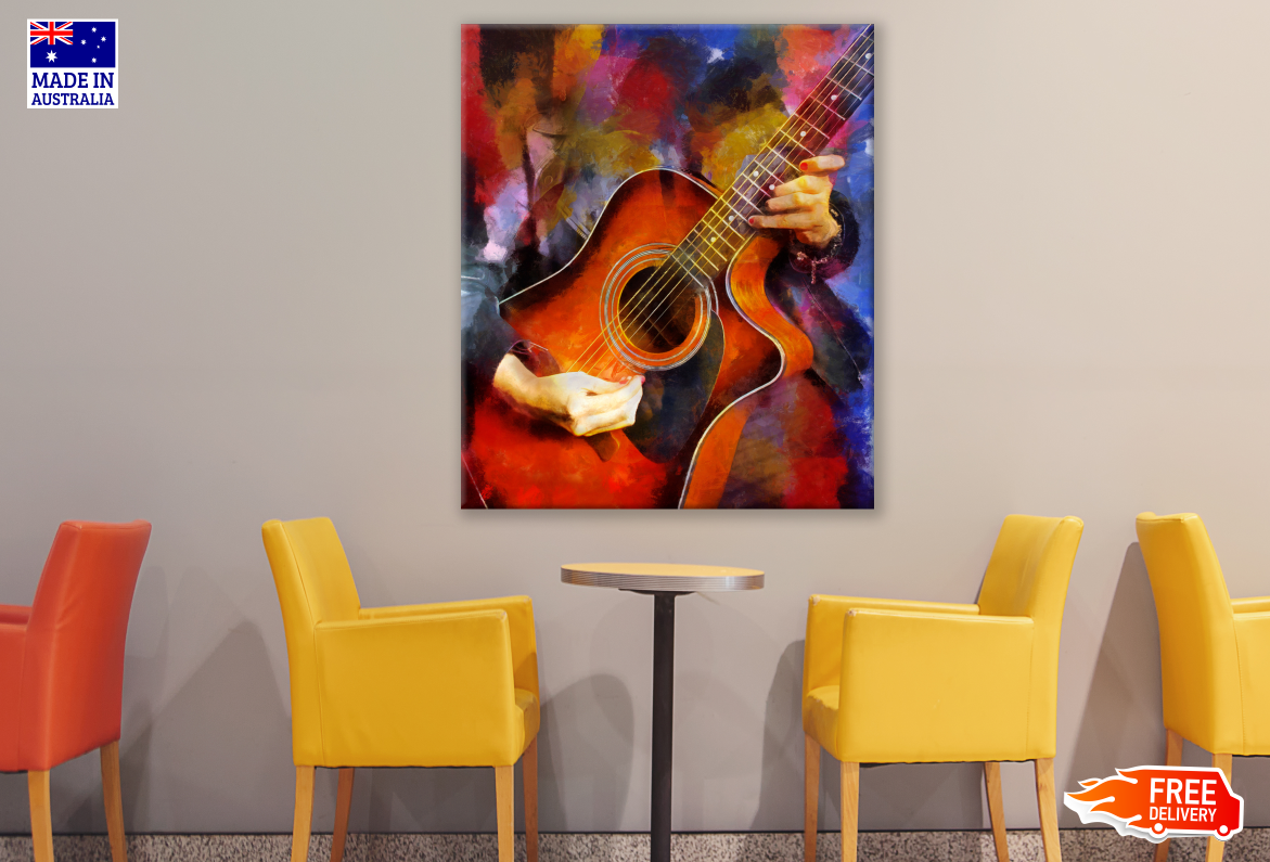 Acoustic Guitar Playing Abstract Painting Print 100% Australian Made