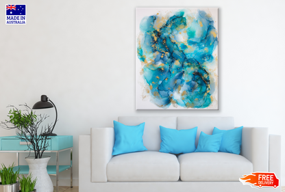 Abstract Aqua Gold Painting Print 100% Australian Made