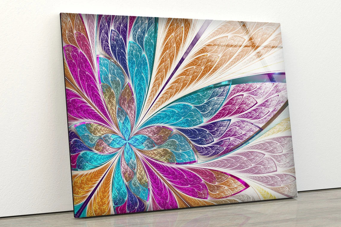 Colorful Flower Abstract Mosaic Glass Design Acrylic Glass Print Tempered Glass Wall Art 100% Made in Australia Ready to Hang