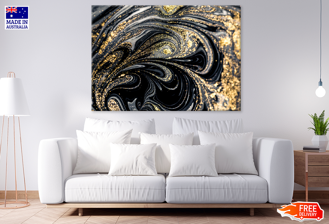 Black & Gold Abstract Design Print 100% Australian Made