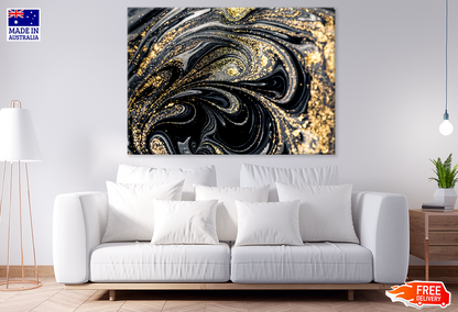 Black & Gold Abstract Design Print 100% Australian Made