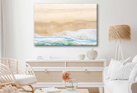 Bella Home Sea Waves on Shore Aerial View Print Canvas Ready to hang