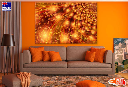 Gold Orange Lines & Circles Digital Abstract Design Print 100% Australian Made