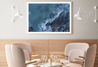Rocks On Sea & Sea Aerial View Photograph Home Decor Premium Quality Poster Print Choose Your Sizes