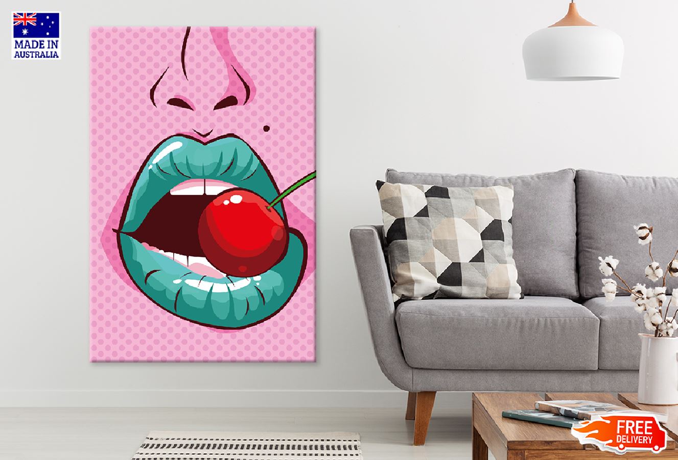Girl Biting a Cherry Illustration Print 100% Australian Made