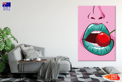Girl Biting a Cherry Illustration Print 100% Australian Made