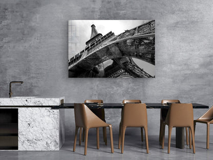 Eiffel Tower B&W View Print Tempered Glass Wall Art 100% Made in Australia Ready to Hang