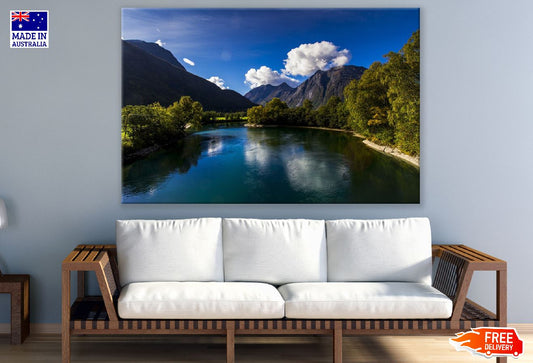 Lake in Forest Under Blue Sky Photograph Print 100% Australian Made