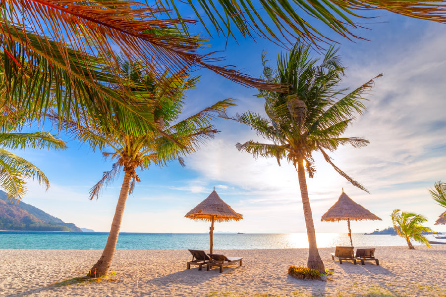 Chairs & Umbrella Koh Lipe Island View Photograph Home Decor Premium Quality Poster Print Choose Your Sizes