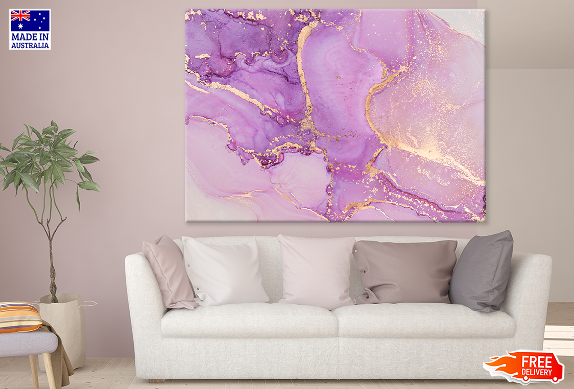 Pink Purple & Gold Abstract Design Print 100% Australian Made