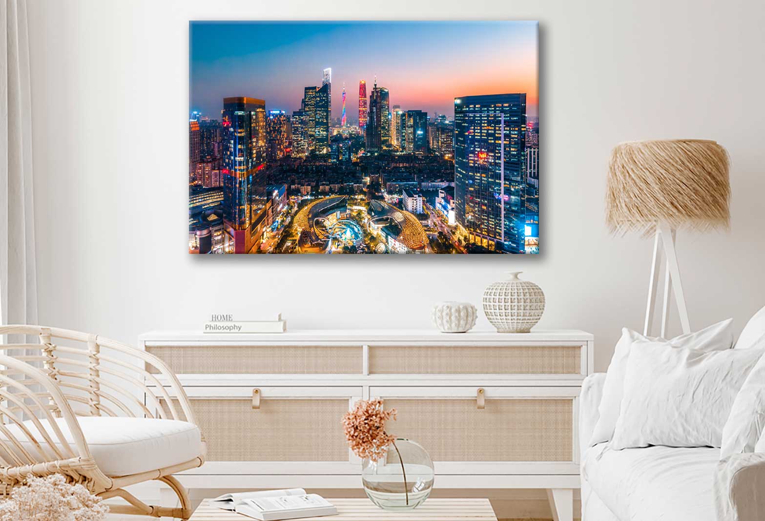 Bella Home Newcastle City & Sea Aerial View Print Canvas Ready to hang