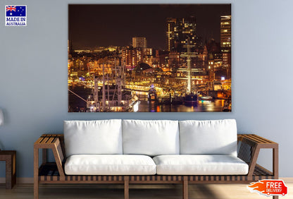 Hamburg Night View Photograph Germany Print 100% Australian Made
