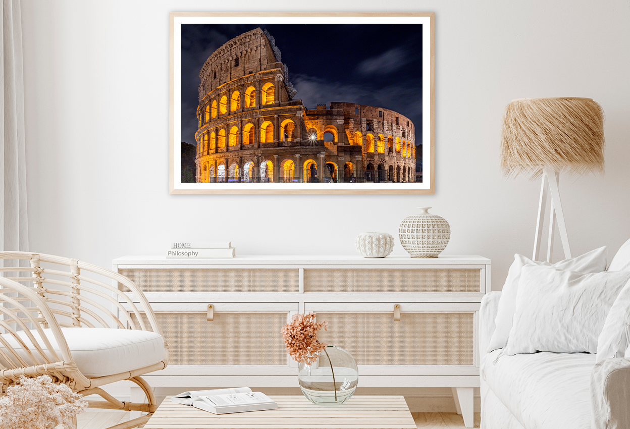 Coliseum Rome Night View Photograph Home Decor Premium Quality Poster Print Choose Your Sizes