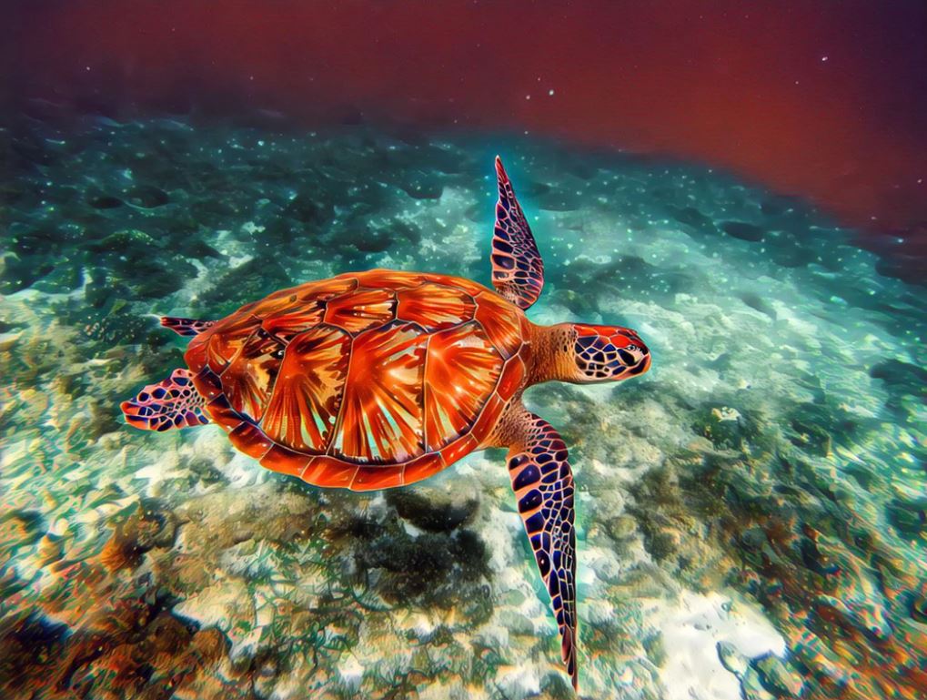 Sea Turtle Underwater Painting Home Decor Premium Quality Poster Print Choose Your Sizes