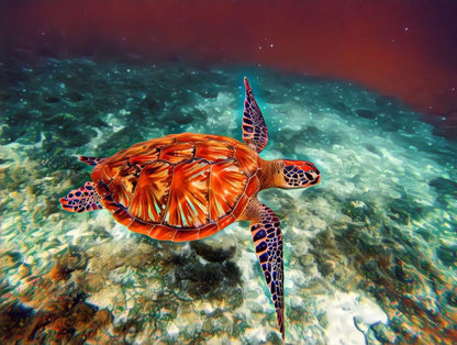 Sea Turtle Underwater Painting Home Decor Premium Quality Poster Print Choose Your Sizes
