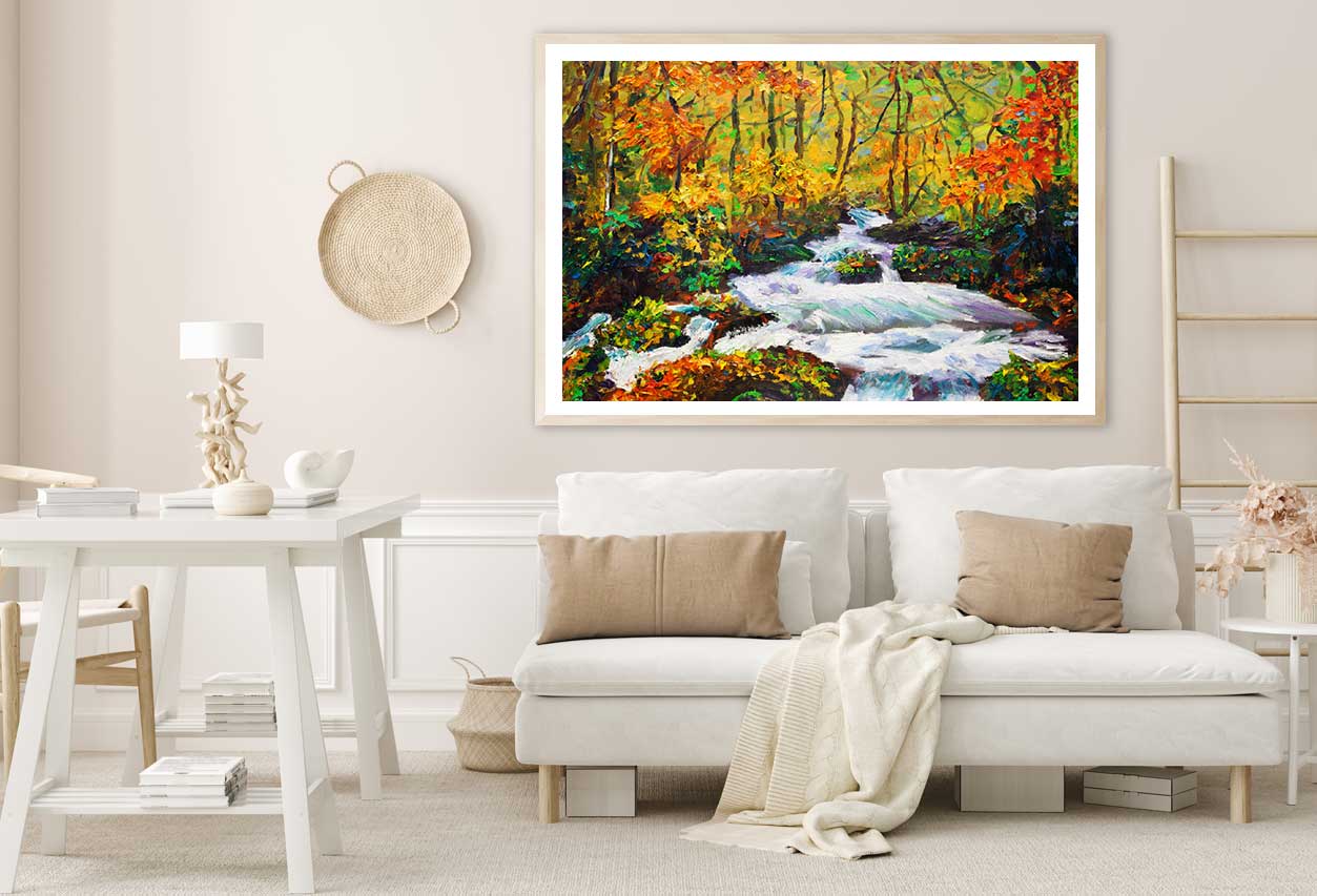 Autumn Trees Cascade Oil Painting Home Decor Premium Quality Poster Print Choose Your Sizes